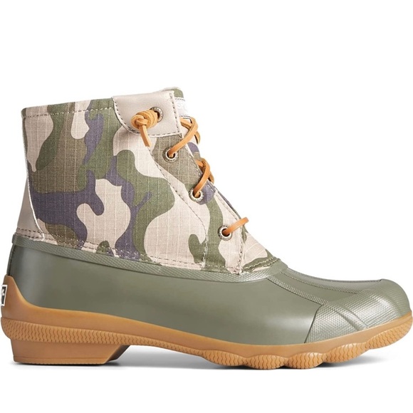 SPERRY TOP-SIDER Syren Gulf Camo Duck Toe Boot, Rain Boot, Green Camo, 10 - Picture 2 of 10